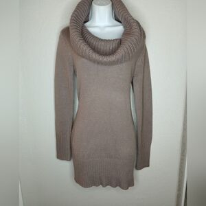 H&M Mauve Cozy Cowl Neck Knit Sweater Mini Dress Long Sweater Size Medium